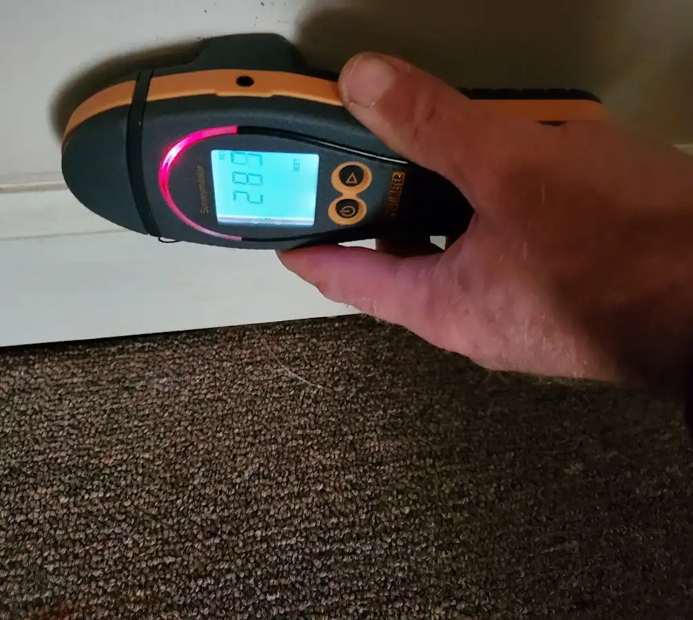 Moisture detection at baseboard during Burst Pipe Cleanup in Bedford Heights